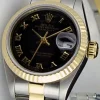 Ladies Watches | Dress Watches | Sant Blanc ROLEX Ladies 18kt Gold & Stainless Steel DateJust Black Pyramid Roman Dial Model 79173