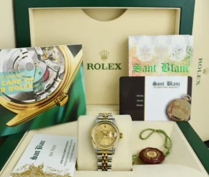Ladies Watches | Dress Watches | Sant Blanc ROLEX Ladies 18kt Gold & Stainless Steel DateJust Champagne Stick Dial Model 69173