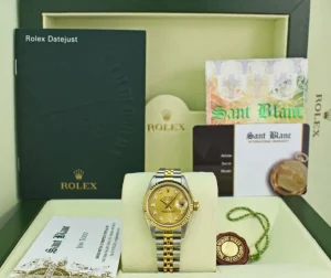 Ladies Watches | Dress Watches | Sant Blanc ROLEX Ladies 18kt Gold & Stainless Datejust Champagne Diamond Dial Model 69173