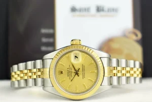Ladies Watches | Dress Watches | Sant Blanc ROLEX Ladies 18kt Gold & Stainless Steel DateJust Champagne Stick Dial Model 79173