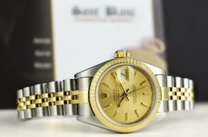 Ladies Watches | Dress Watches | Sant Blanc ROLEX Ladies 18kt Gold & Stainless Steel DateJust Champagne Stick Dial Model 79173