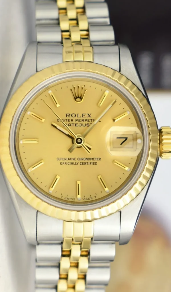 Ladies Watches | Dress Watches | Sant Blanc ROLEX Ladies 18kt Gold & Stainless Steel DateJust Champagne Stick Dial Model 69173