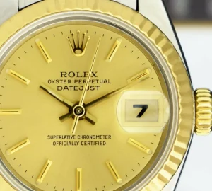 Ladies Watches | Dress Watches | Sant Blanc ROLEX Ladies 18kt Gold & Stainless Steel DateJust Champagne Stick Dial Model 79173