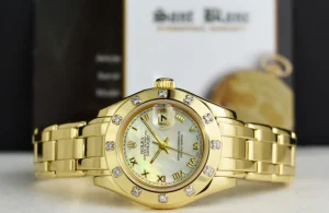Ladies Watches | Diamond Dress Watches | Sant Blanc ROLEX Ladies 18kt Gold Pearlmaster Masterpiece MOP Roman Dial Model 69318