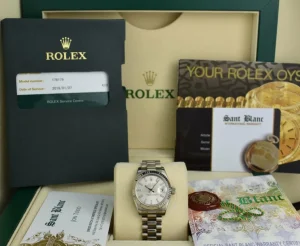 Ladies Watches | President Dress Watches | Sant Blanc ROLEX Ladies 18kt White Gold Datejust President Silver Index Dial Model 179179