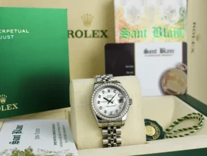 Ladies Watches | Dress Watches | Sant Blanc ROLEX LADIES 18kt White Gold & SS Datejust MOP Diamond Dial Jubilee Band Model 179384