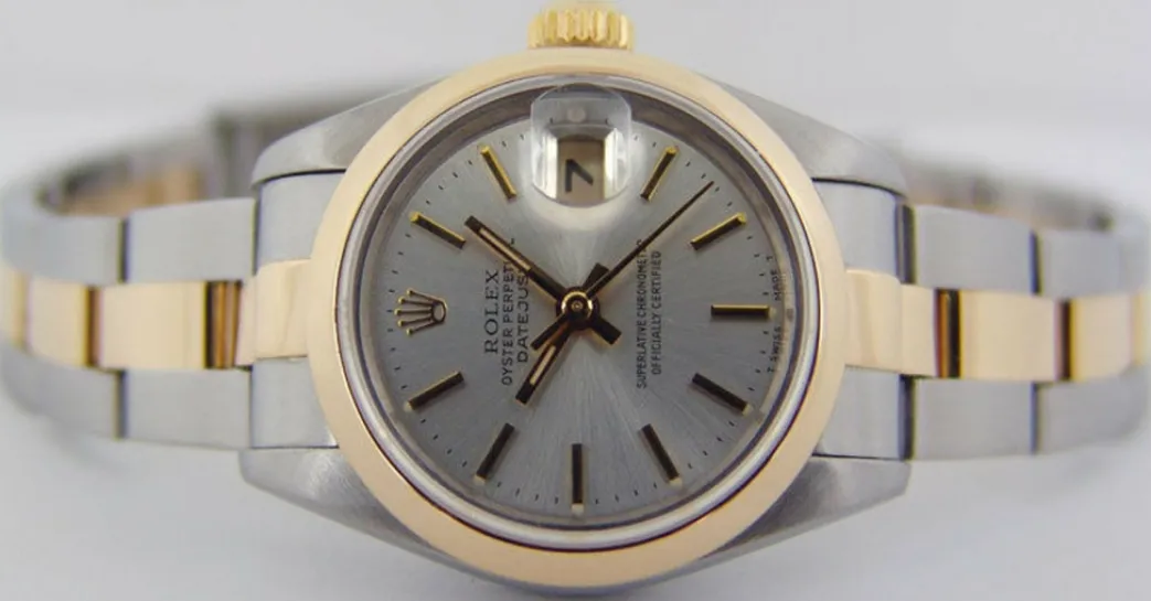 rolex_ladies_mm_kt_gold___1-11.webp Ladies Watches | Dress Watches | Sant Blanc ROLEX Ladies 26mm 18kt Gold & Stainless Steel DateJust Silver Stick Model 69163