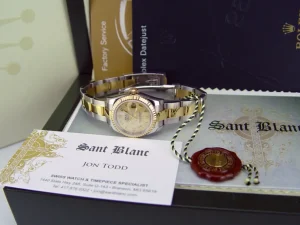 Ladies Watches | Dress Watches | Sant Blanc ROLEX Ladies 26mm 18kt Gold & Stainless DateJust Canari MOP Deco Roman Dial Model 179173