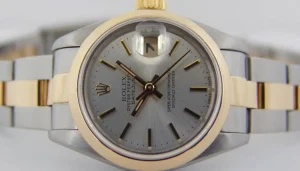 Ladies Watches | Dress Watches | Sant Blanc ROLEX Ladies 26mm 18kt Gold & Stainless Steel DateJust Silver Stick Model 69163