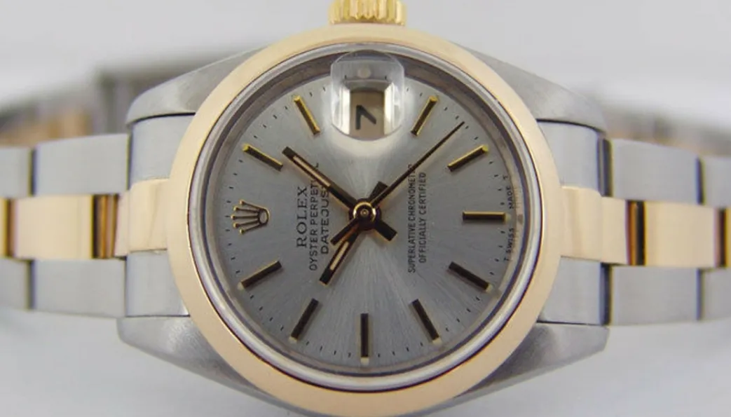 rolex_ladies_mm_kt_gold___2-11.webp Ladies Watches | Dress Watches | Sant Blanc ROLEX Ladies 26mm 18kt Gold & Stainless Steel DateJust Silver Stick Model 69163