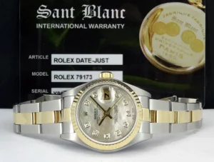 Ladies Watches | Dress Watches | Sant Blanc ROLEX Ladies 26mm 18kt Gold & Stainless DateJust Mother of Pearl Diamond Dial Model 79173