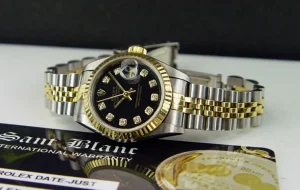 Ladies Watches | Dress Watches | Sant Blanc ROLEX Ladies 26mm 18kt Gold & Stainless Steel DateJust Black Diamond Dial Model 69173