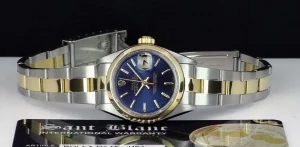 Ladies Watches | Dress Watches | Sant Blanc ROLEX Ladies 26mm 18kt Gold & Stainless Steel DateJust Blue Stick Dial Model 79163