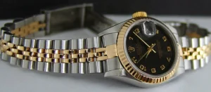 Ladies Watches | Dress Watches | Sant Blanc ROLEX Ladies 26mm 18kt Gold & Stainless DateJust Black Jubilee Arabic Dial Model 79173