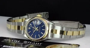 Ladies Watches | Dress Watches | Sant Blanc ROLEX Ladies 26mm 18kt Gold & Stainless Steel DateJust Blue Stick Dial Model 79163