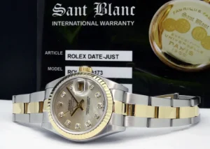 Ladies Watches | Dress Watches | Sant Blanc ROLEX Ladies 26mm 18kt Gold & Stainless DateJust Mother of Pearl Diamond Dial Model 79173