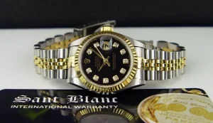 Ladies Watches | Dress Watches | Sant Blanc ROLEX Ladies 26mm 18kt Gold & Stainless Steel DateJust Black Diamond Dial Model 69173