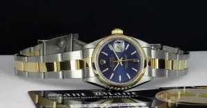 Ladies Watches | Dress Watches | Sant Blanc ROLEX Ladies 26mm 18kt Gold & Stainless Steel DateJust Blue Stick Dial Model 79163