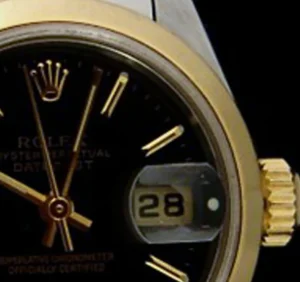 Ladies Watches | Dress Watches | Sant Blanc ROLEX Ladies 26mm 18kt Gold & Stainless Steel DateJust Black Stick Model 69163