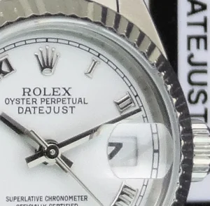 Men's Watches | Dress Watches | Sant Blanc ROLEX Ladies 26mm 18kt Gold & Stainless Steel DateJust White Roman Dial Model 79174