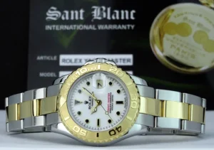 Yachting Professional Watches | Ladies Watches | Sant Blanc ROLEX Ladies 29mm 18kt Gold Stainless Steel YachtMaster White Index Dial Model 69623