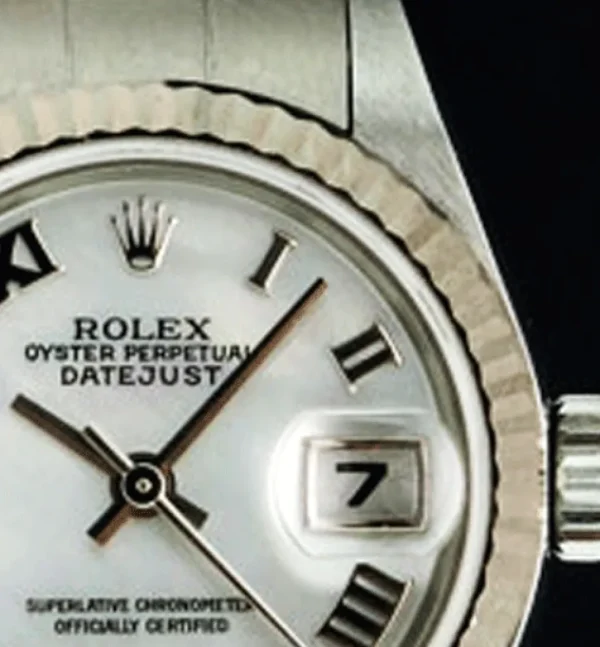 Dress Watches | Ladies Watches | Sant Blanc ROLEX Ladies 26mm 18kt White Gold & Stainless Steel DateJust White MOP Roman Dial Model 79174