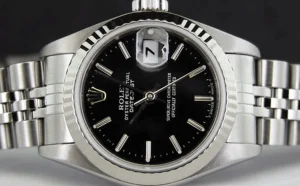 Ladies Watches | Dress Watches | Sant Blanc ROLEX Ladies 26mm 18kt White Gold & Stainless Steel Datejust Black Stick Dial Model 79174