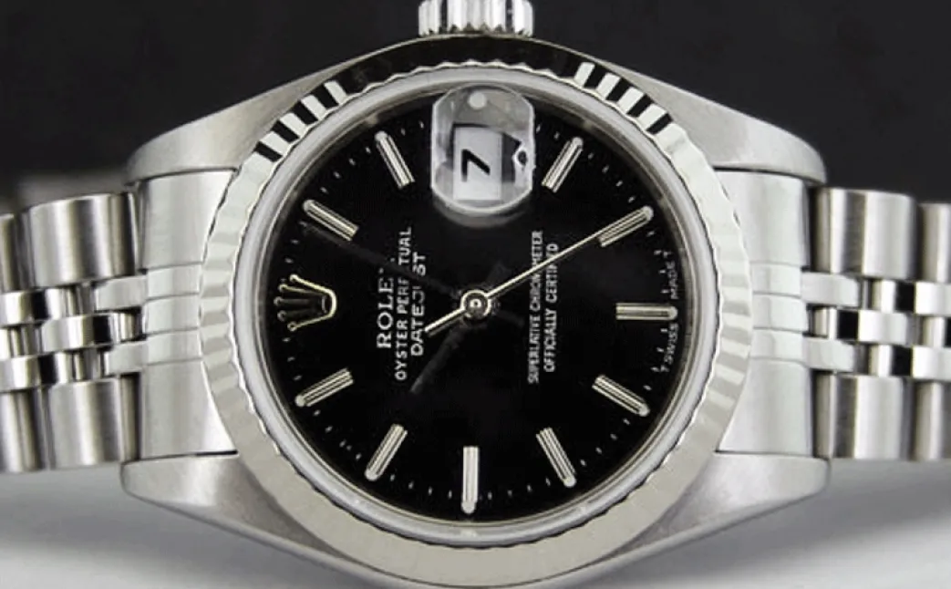 rolex_ladies_mm_kt_white__0-2.webp Ladies Watches | Dress Watches | Sant Blanc ROLEX Ladies 26mm 18kt White Gold & Stainless Steel Datejust Black Stick Dial Model 79174