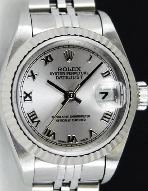 Ladies Watches | Dress Watches | Sant Blanc ROLEX Ladies 26mm 18kt White Gold & Stainless Steel DateJust Silver Roman Model 69174