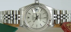 Ladies Watches | Dress Watches | Sant Blanc ROLEX Ladies 26mm 18kt White Gold & Stainless Steel DateJust Silver Stick Model 69174