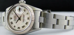 Ladies Watches | Dress Watches | Sant Blanc ROLEX Ladies 26mm 18kt White Gold & Stainless Steel DateJust MOP Deco Roman Dial Model 79174