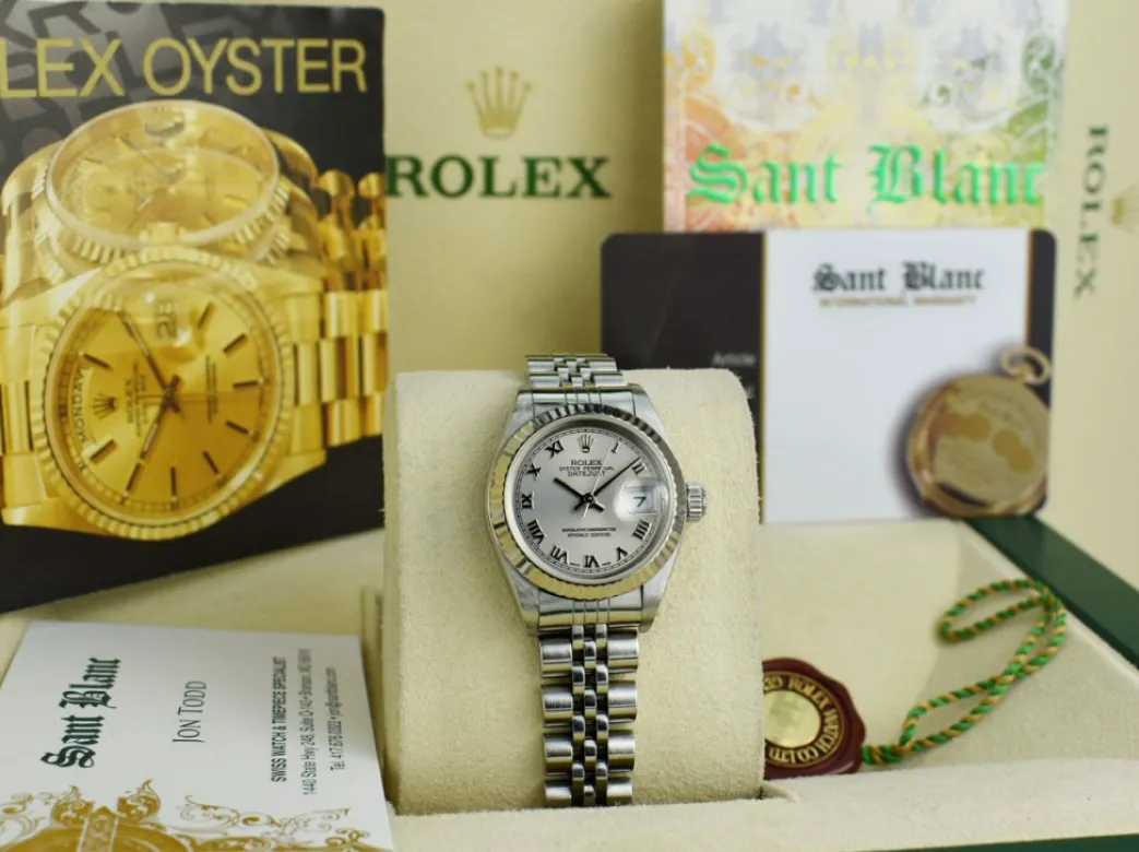 rolex_ladies_mm_kt_white__2-5.webp Ladies Watches | Dress Watches | Sant Blanc ROLEX Ladies 26mm 18kt White Gold & Stainless Steel Datejust Rhodium Roman Dial Model 79174