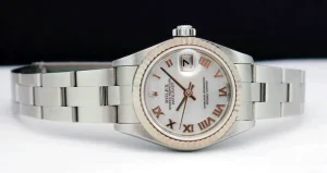 Dress Watches | Ladies Watches | Sant Blanc ROLEX Ladies 26mm 18kt White Gold & Stainless Steel DateJust White MOP Roman Dial Model 79174