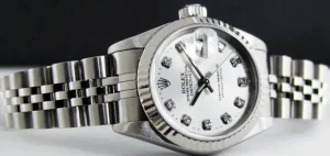 Dress Watches | Sant Blanc ROLEX Ladies 26mm 18kt White Gold & Stainless DateJust Silver Diamond Dial Model 69174