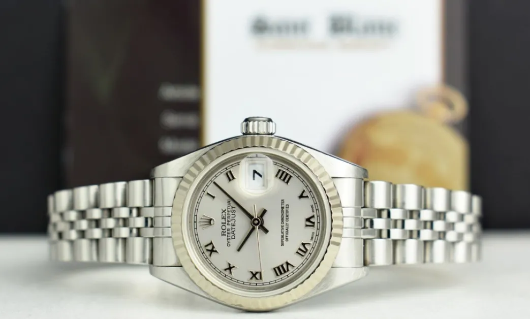 rolex_ladies_mm_kt_white__3-5.webp Ladies Watches | Dress Watches | Sant Blanc ROLEX Ladies 26mm 18kt White Gold & Stainless Steel Datejust Rhodium Roman Dial Model 79174