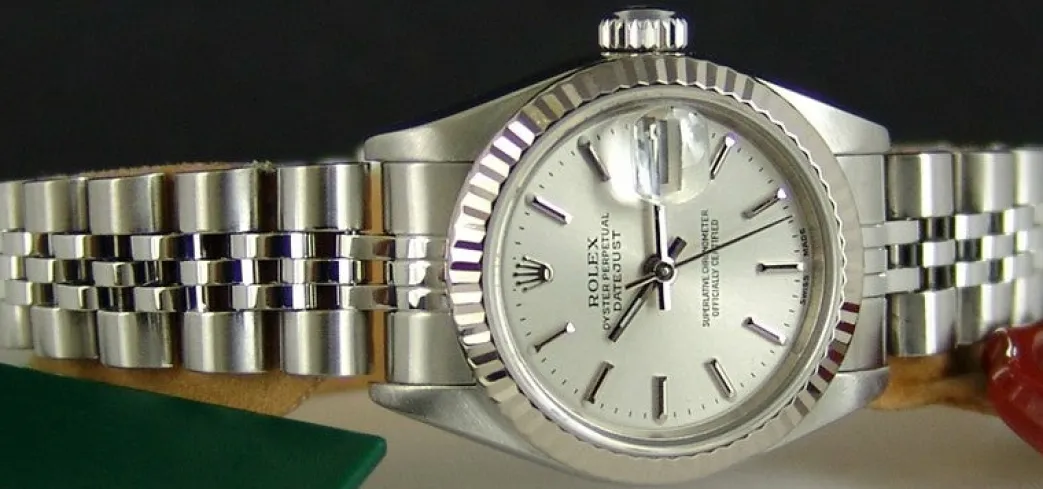 rolex_ladies_mm_kt_white__3-8.webp Ladies Watches | Dress Watches | Sant Blanc ROLEX Ladies 26mm 18kt White Gold & Stainless Steel DateJust Silver Stick Model 69174