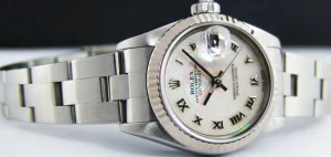 Ladies Watches | Dress Watches | Sant Blanc ROLEX Ladies 26mm 18kt White Gold & Stainless Steel DateJust MOP Deco Roman Dial Model 79174