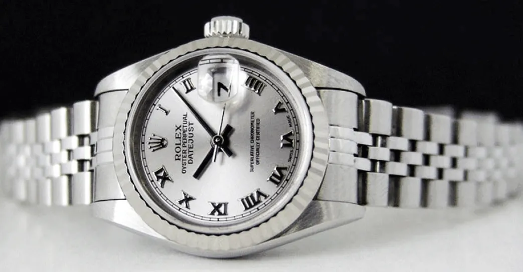 rolex_ladies_mm_kt_white__4-7.webp Ladies Watches | Dress Watches | Sant Blanc ROLEX Ladies 26mm 18kt White Gold & Stainless Steel DateJust Silver Roman Model 69174