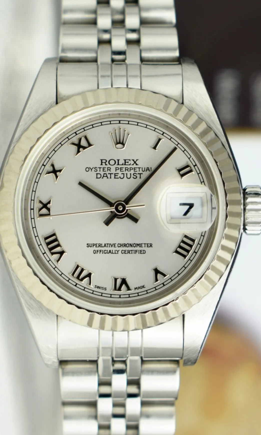 rolex_ladies_mm_kt_white__5-4.webp Ladies Watches | Dress Watches | Sant Blanc ROLEX Ladies 26mm 18kt White Gold & Stainless Steel Datejust Rhodium Roman Dial Model 79174