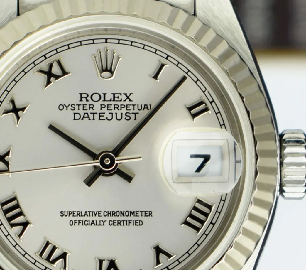 rolex_ladies_mm_kt_white__6-1.webp Ladies Watches | Dress Watches | Sant Blanc ROLEX Ladies 26mm 18kt White Gold & Stainless Steel Datejust Rhodium Roman Dial Model 79174