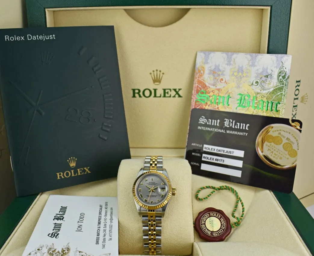 rolex_ladies_mm_kt_yellow_0-3.webp Ladies Watches | Dress Watches | Sant Blanc ROLEX Ladies 26mm 18kt Yellow Gold & Stainless Steel DateJust Silver Roman Dial Model 69173