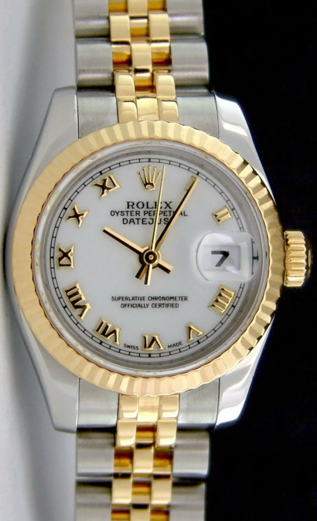 rolex_ladies_mm_kt_yellow_0.webp Ladies Watches | Dress Watches | Sant Blanc ROLEX Ladies 26mm 18kt Yellow Gold & Stainless Datejust White Roman Model 179173