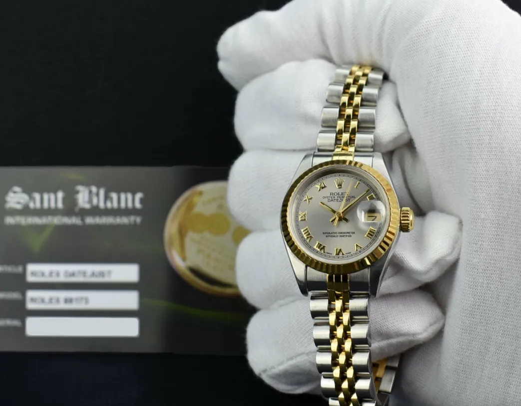 rolex_ladies_mm_kt_yellow_1-3.webp Ladies Watches | Dress Watches | Sant Blanc ROLEX Ladies 26mm 18kt Yellow Gold & Stainless Steel DateJust Silver Roman Dial Model 69173