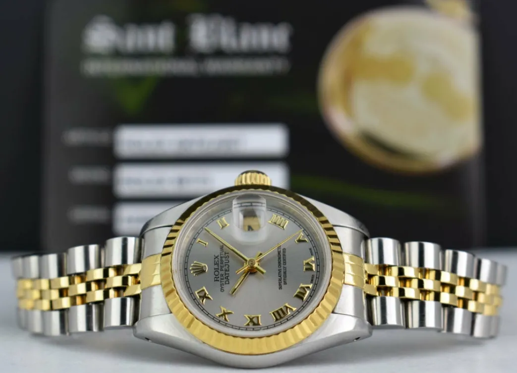 rolex_ladies_mm_kt_yellow_3-3.webp Ladies Watches | Dress Watches | Sant Blanc ROLEX Ladies 26mm 18kt Yellow Gold & Stainless Steel DateJust Silver Roman Dial Model 69173