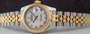 Ladies Watches | Dress Watches | Sant Blanc ROLEX Ladies 26mm 18kt Yellow Gold & Stainless Datejust White Roman Model 179173