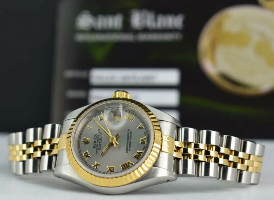 rolex_ladies_mm_kt_yellow_5-1.webp Ladies Watches | Dress Watches | Sant Blanc ROLEX Ladies 26mm 18kt Yellow Gold & Stainless Steel DateJust Silver Roman Dial Model 69173
