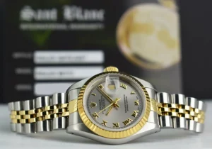 Ladies Watches | Dress Watches | Sant Blanc ROLEX Ladies 26mm 18kt Yellow Gold & Stainless Steel DateJust Silver Roman Dial Model 69173