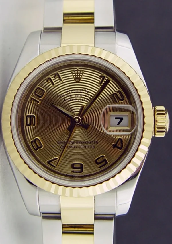 Ladies Watches | Dress Watches | Sant Blanc ROLEX Ladies 26mm 18kt Yellow Gold & Stainless Steel Datejust Champagne Concentric Dial Model 179173