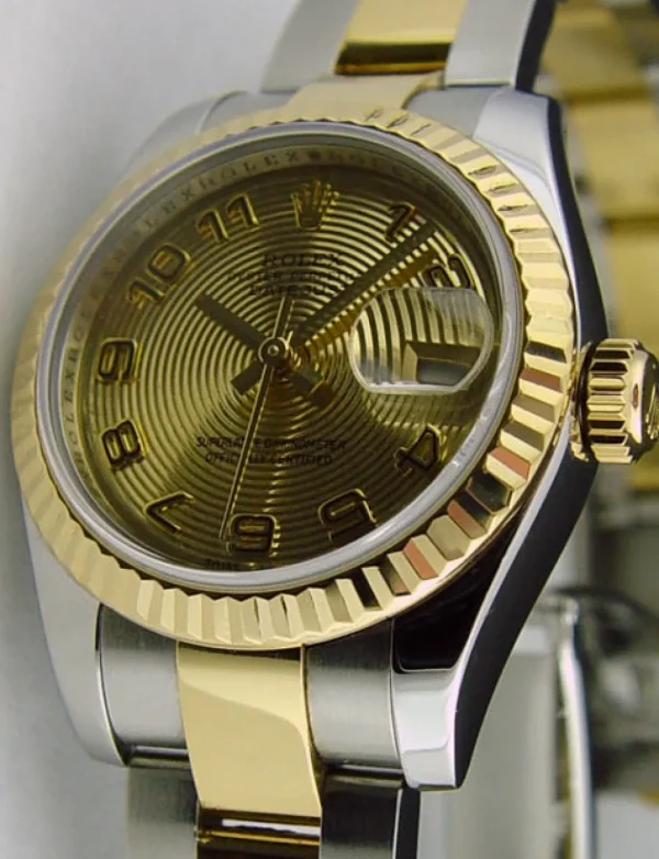 Ladies Watches | Dress Watches | Sant Blanc ROLEX Ladies 26mm 18kt Yellow Gold & Stainless Steel Datejust Champagne Concentric Dial Model 179173