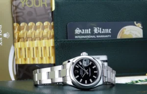 Ladies Watches | Dress Watches | Sant Blanc ROLEX Ladies 26mm Stainless Steel DateJust Black Index Dial Model 179160